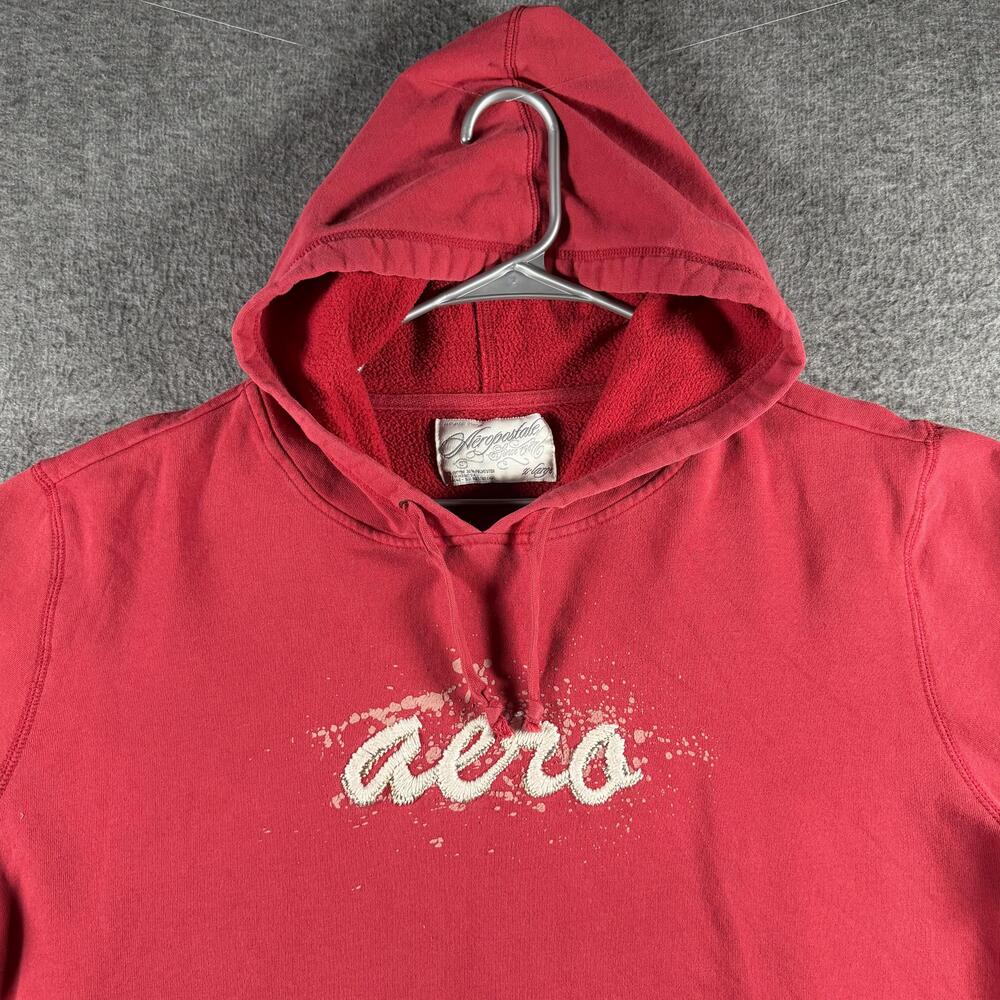 Aeropostale Hoodie Womens XL Red Pullover AERO Logo Fleece Sweatshirt Y2K